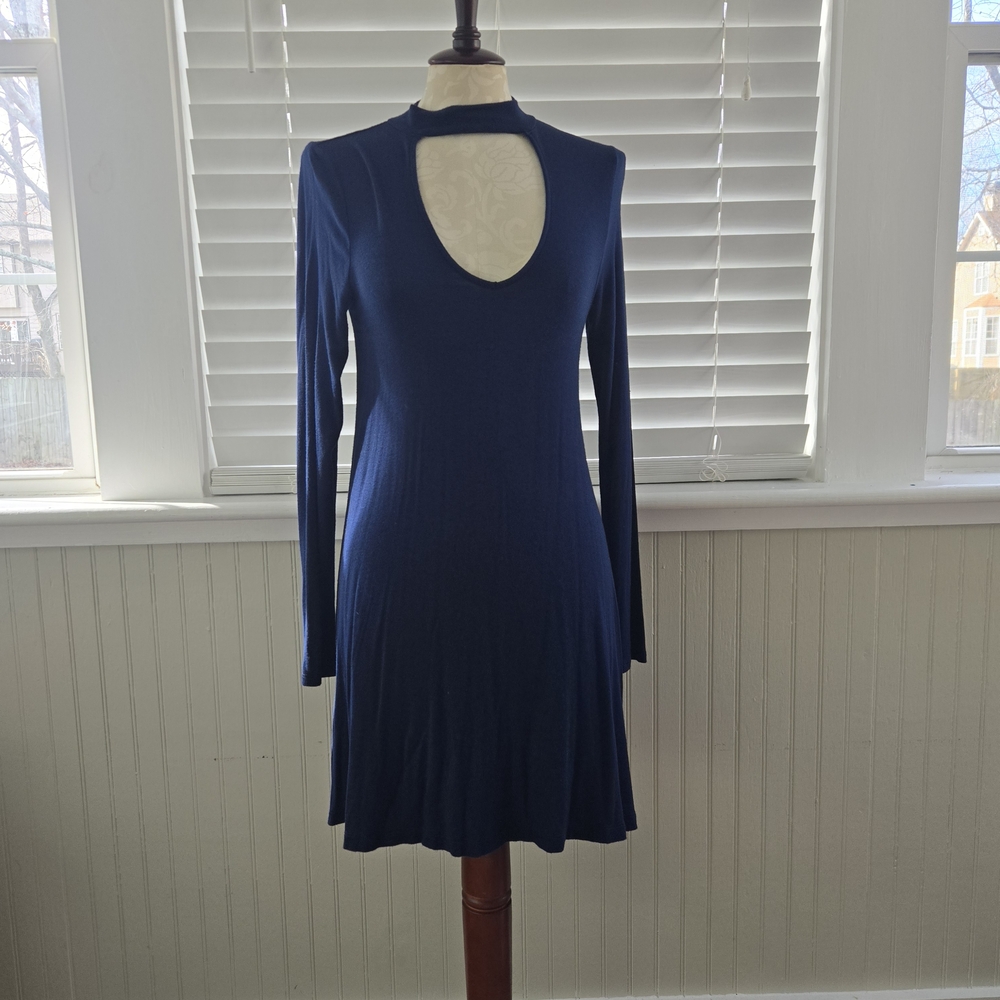 Express Navy Long Sleeve Dress with Cut-Out